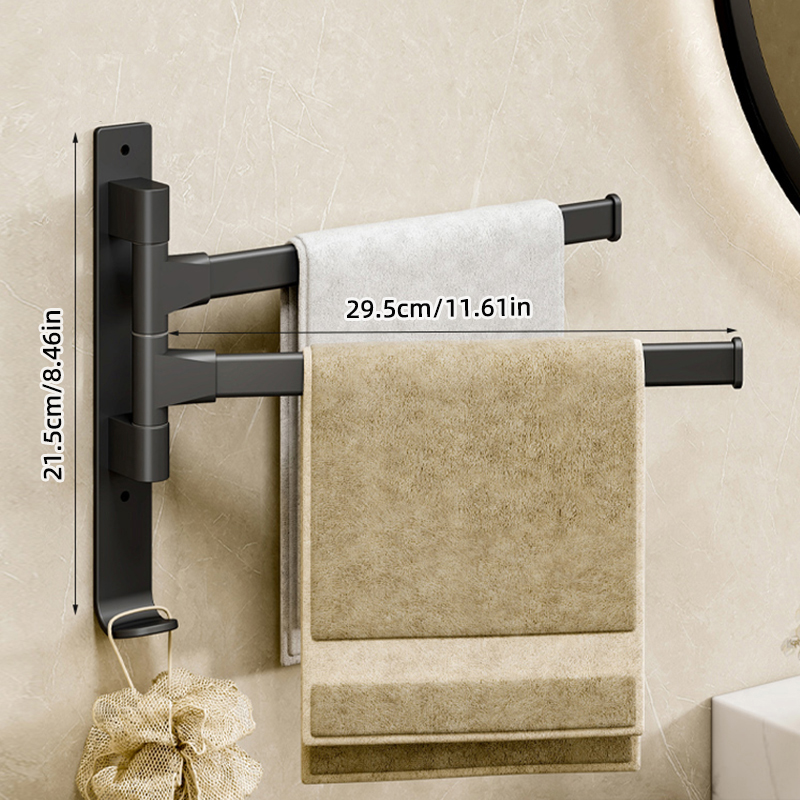 180° Rotatable Towel Holder Space Aluminum Shower Room Towel Hanger Multifunctional Storage Organizer For Bathroom Accessories: Burgundy