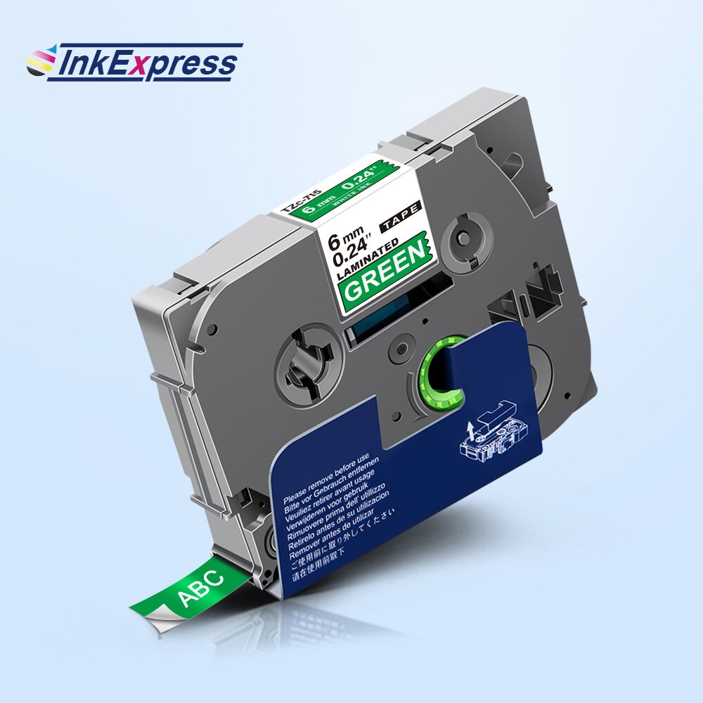 InkExpress TZe-211 Labels For Brother TZe Tape 6mm TZe 211 tze211 TZe-111 TZe-611 Label Tape For Brother P touch Label Maker: White on Green