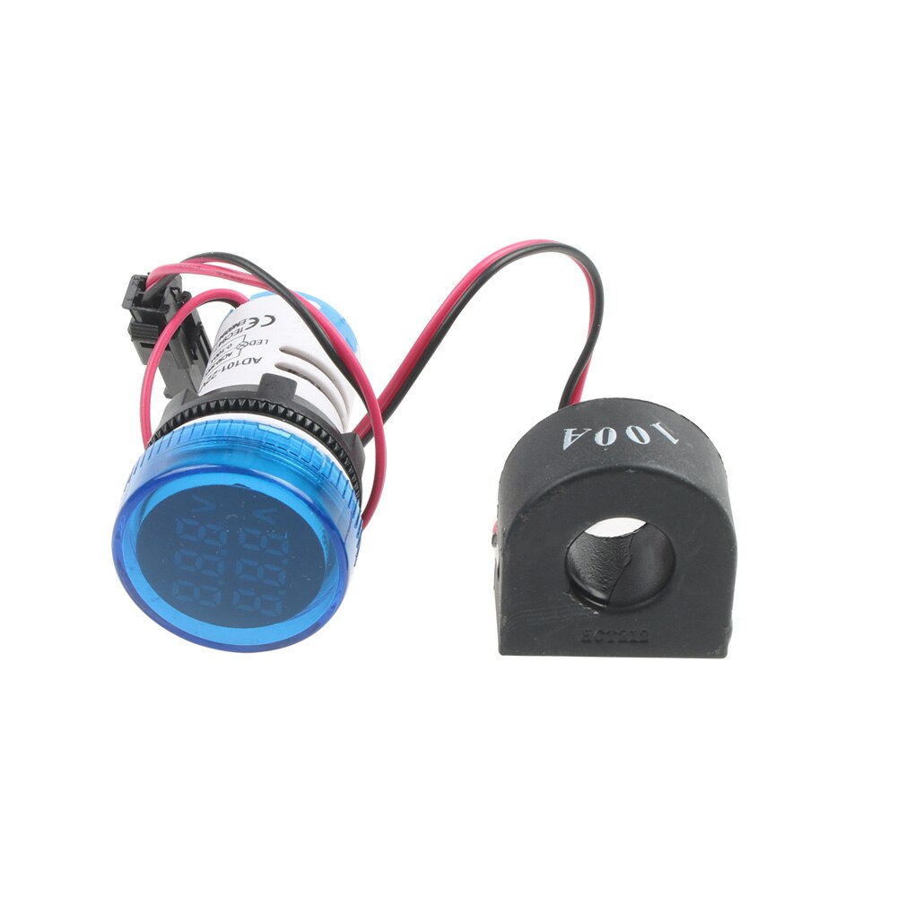 Mini Digitale Voltmeter 2 In1 22Mm AC50-500V 0-100A Amp & Voltmeter Amperemeter Voltage Meter Met Ct Huidige Transformator: Blauw