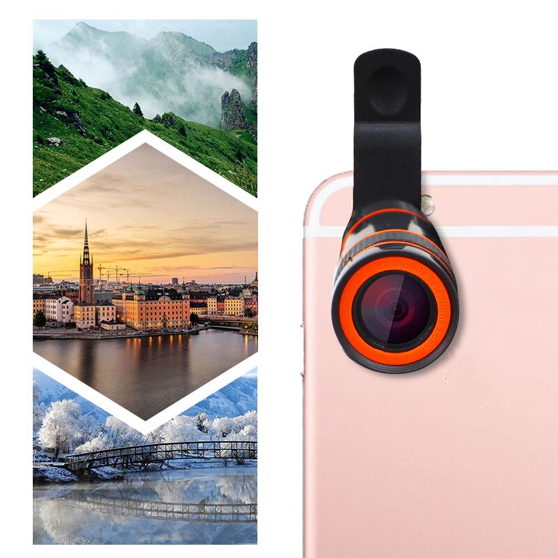 Clip Universal 8X Zoom lente telescópica para teléfono móvil lente de cámara externa para teléfono inteligente para iPhone Samsung Huawei