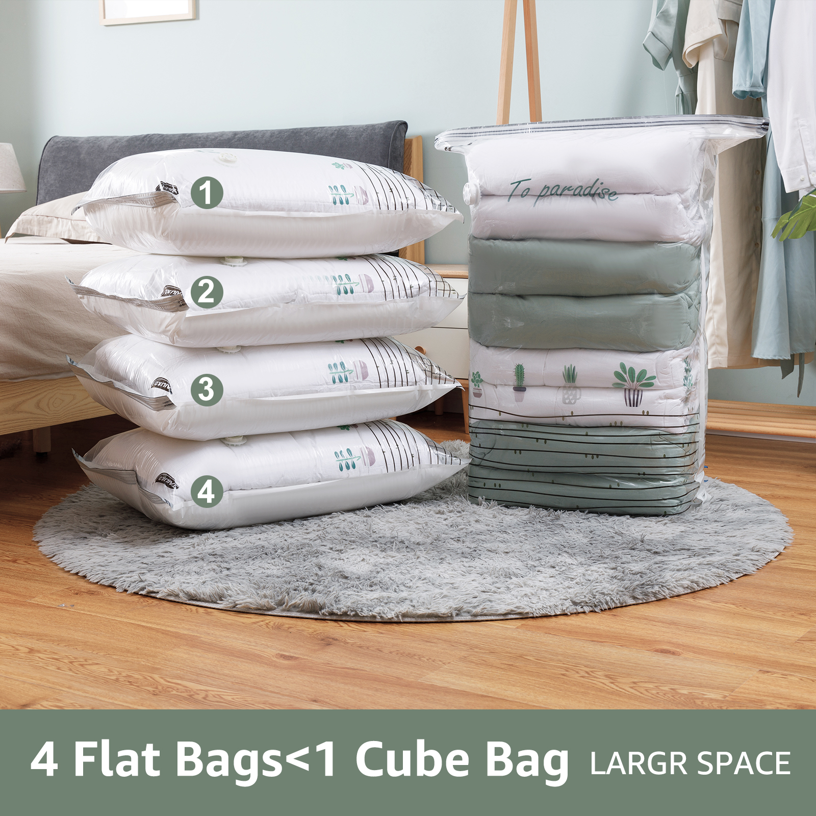 Bolsas de vacío cúbicas TAILI, bolsa de almacenamiento grande para ropa, edredones, mantas, sin necesidad de herramientas, bolsa de compresión para bolsa de almacenamiento de viaje