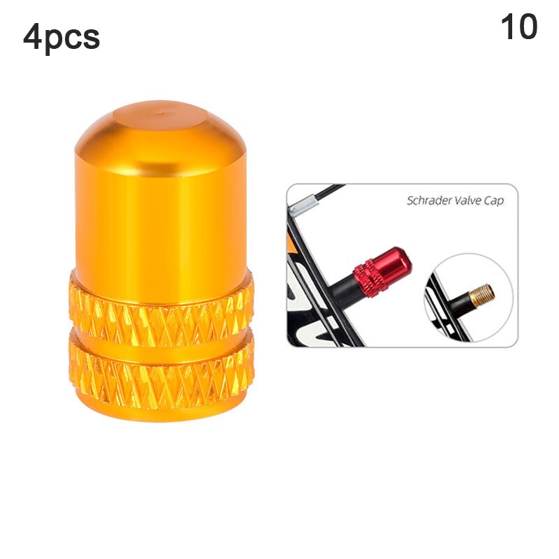 4pcs Aluminum Bicycle Tire Valve Cap Ultralight Mountain Road Bike Tyre Cap Schrader/Presta Tire Valve Protector MTB Accessories: A10