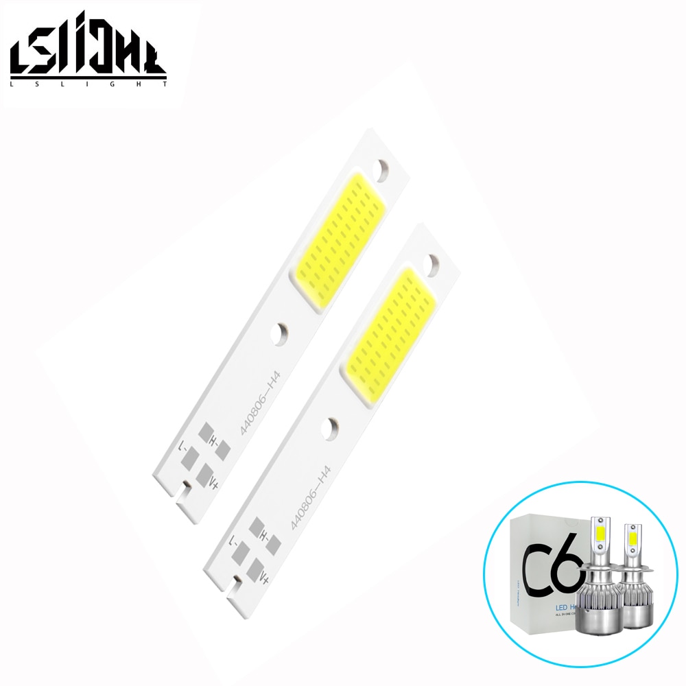 LSlight LED COB Chip 12V Car Headlight Bulbs H1 H3 H4 H7 H11 9004 9005 9006 9007 COB Light Source White for Replace C6