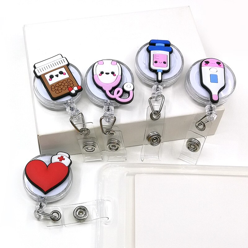 1PCS Retractable Pull Badge Nurse Cute Badge Reel Clip Badge Holder Yoyo Card Doctor ID Card Chain Clips School Student Office