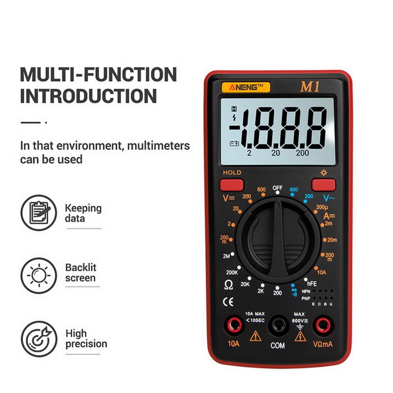 LCD Digital Multimeter M1 A830L Portable Multimeters Handheld Tester Intelligent Ammeter Voltmeter Ohmmeter With Test Lead