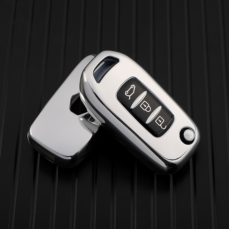 TPU Car Flip Key Case Cover Keychain Protector for Renault Kadjar Captur Megane Sandero Stepway Logan Clio 5 Arkana: Silver