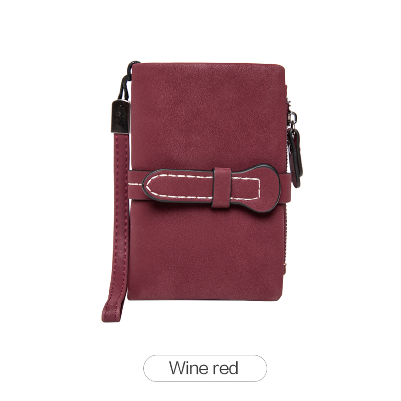 MIYIN Women's Short Wallet Minimalist Double Fold Multi Functional Zero Wallet with Cardholder Identity Window Coin Wallet: Burgundy
