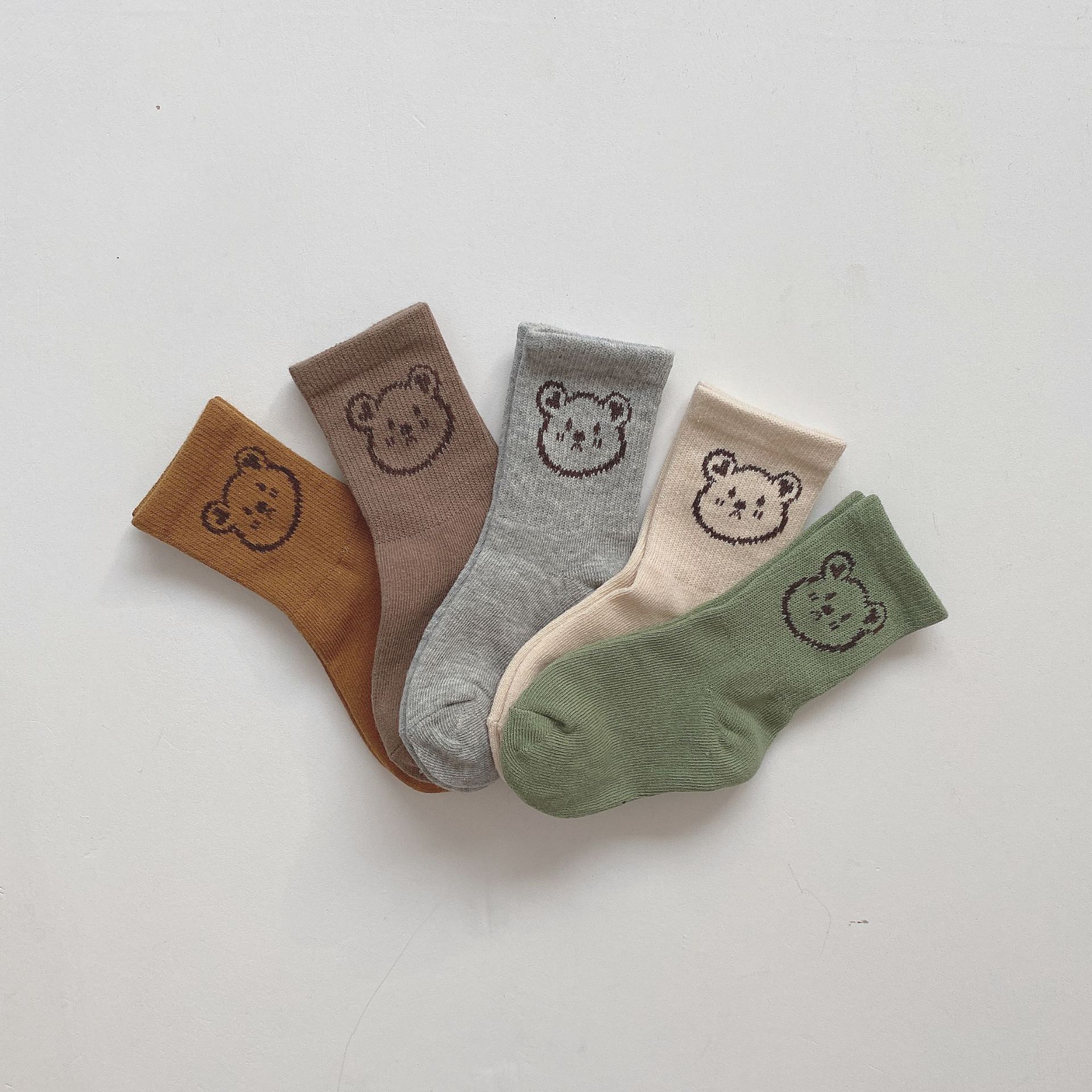 5 Paren/partij Peuter Jongens Meisjes Sokken Baby Kids Leuke Cartoon Beer Katoen Tube Sokken Kinderen Enkelsokken Antislip vloer Sokken: S (3-5y)