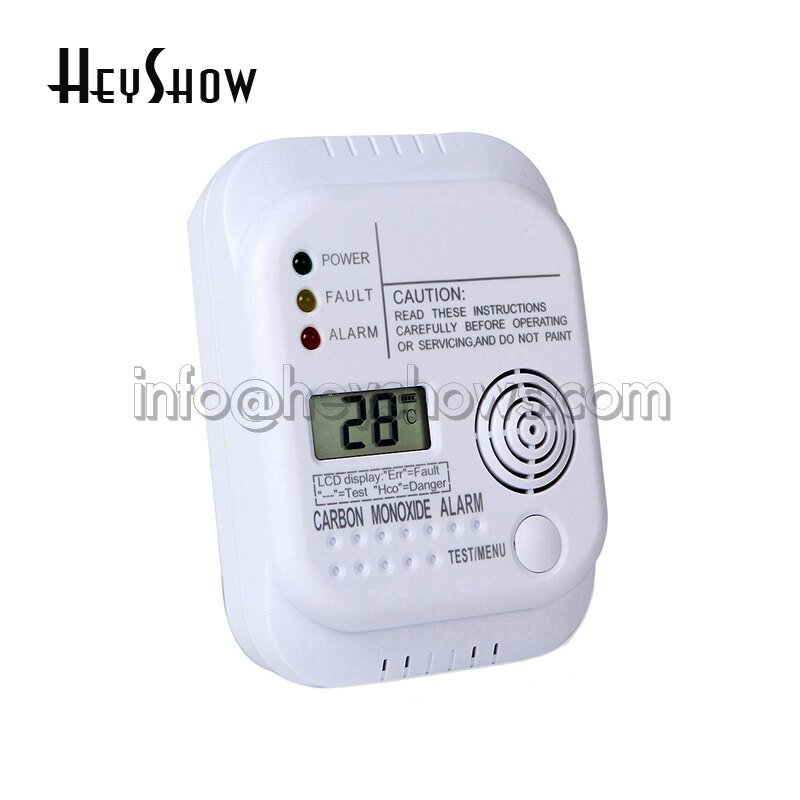 Wall-mounted CO Carbon Monoxide Alarm Detector LCD Digital For Home Security Independent Sensor Safety