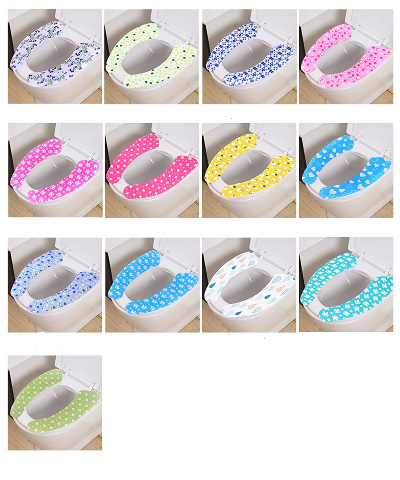 Catoon Pattern Toilet Seat Cover Soft WC Paste Waterproof Toilet Pad Washable Bathroom Warmer Lid Toilet Cover Pad Closestool: Default Title