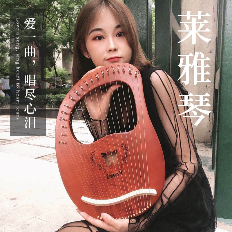 Tomi lyre harpe 16 strenget mahogni krydsfiner krop 19 strenget instrument med stemmenøgle og bæretaske til børn voksne begyndere