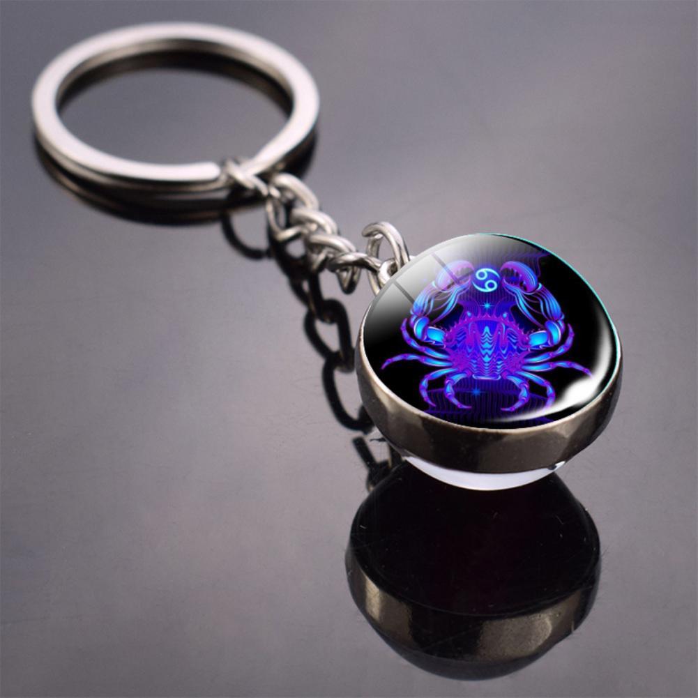 Glass Ball Pendant Decor Key Chain Lightweight Zodiac Style Glass Ball Constellation Keychain