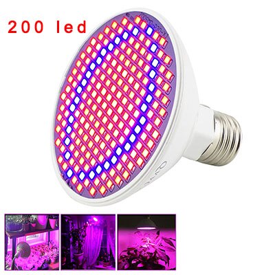 36 200 LED plante poussent lumière spectre complet rouge bleu lampe ampoule Clip pour salle intérieure tente fleur graines veg serre hydro: 200 LED / bulb and single clip / US plug
