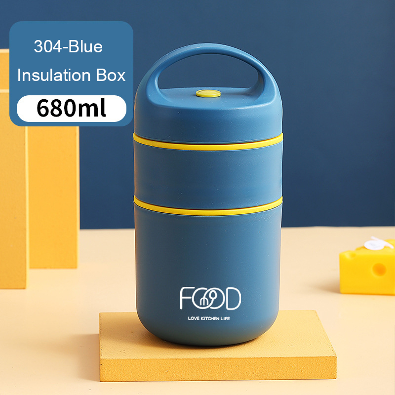 Stainless Steel Vacuum Thermal Lunch Box Insulated Lunch Bag Food Warmer Soup Cup Thermos Containers Bento Lunch Box for Kids: Blue