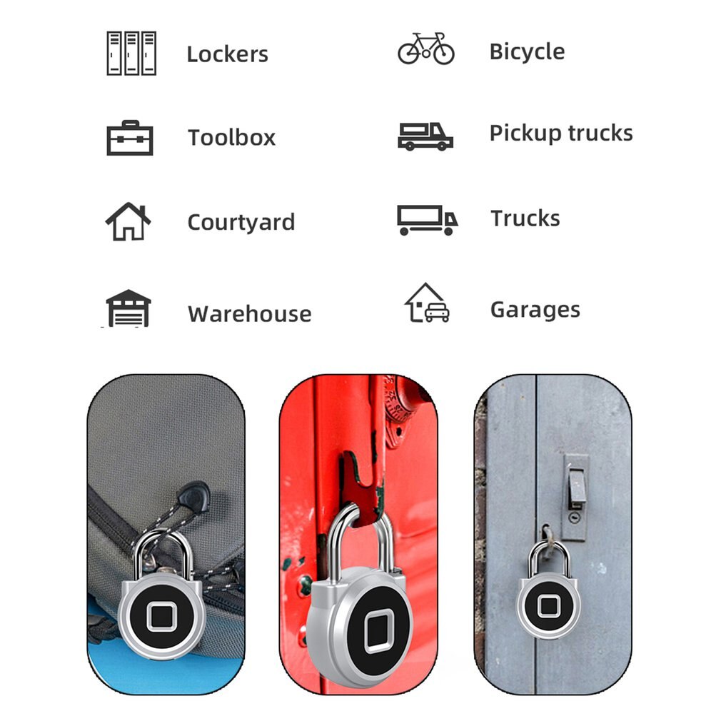 P10 Pure Vingerafdruk Unlock Smart Vingerafdruk Deurslot Veilig Hangslot Usb Opladen Waterdicht Keyless Anti-Diefstal Slot