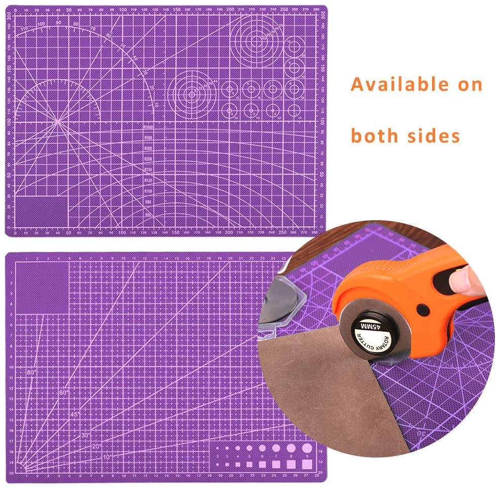 KAOBUY 6PCS Rotary Cutter Set With Cutting Mat Patchwork Ruler, Carving Knife, leather Cutting Tools Set