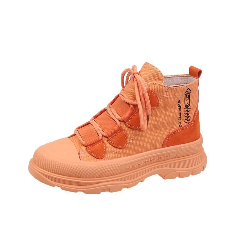 Kobiety wysokie buty płócienne kobieta platforma trampki nowi projektanci pomarańczowe buty marki Chunky Sneaker Ladies sznurowanie: Pomarańczowy / 6.5