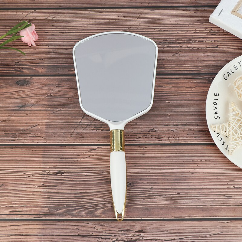 1pc Rectangle Hand Hold Cosmetic Mirror With Handle For Handle Makeup Mirror Makeup Mirror Makeup Vanity Mirror: White