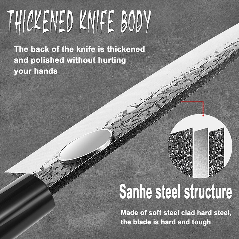 Japanese Chef Knives Set Forged Stainless Steel Meat Cleaver Salmon Fish Filleting Santoku Knife Kitchen Knife