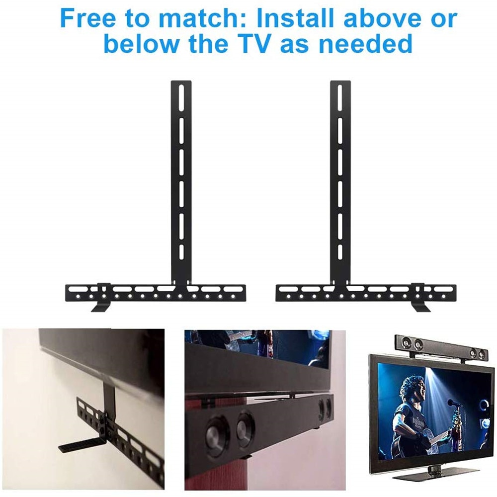 Hyasia tv soundbar monterer soundbar beslag til montering over eller under tv'et justerbar arm passer til ingen boring mount holder stand