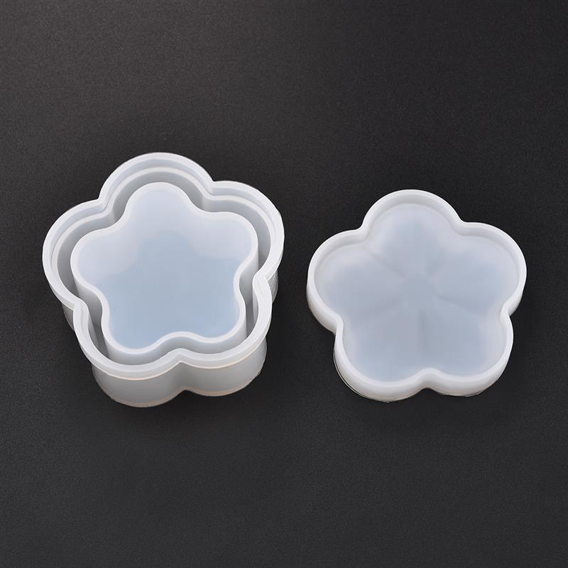 Resin Silicone Mold Storage Box Mold for Jewelry Making Heart Shape Cut Mold DIY Crystal Epoxy Box Jewelry Tools Moulds: Flower Shape Set