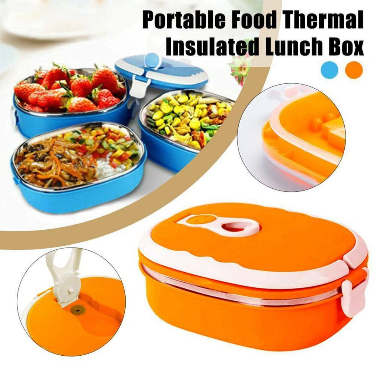 900ML Stainless Steel breakfast container thermo food portable Lunch Box Sealed Lunch Container with Insulated Food Container