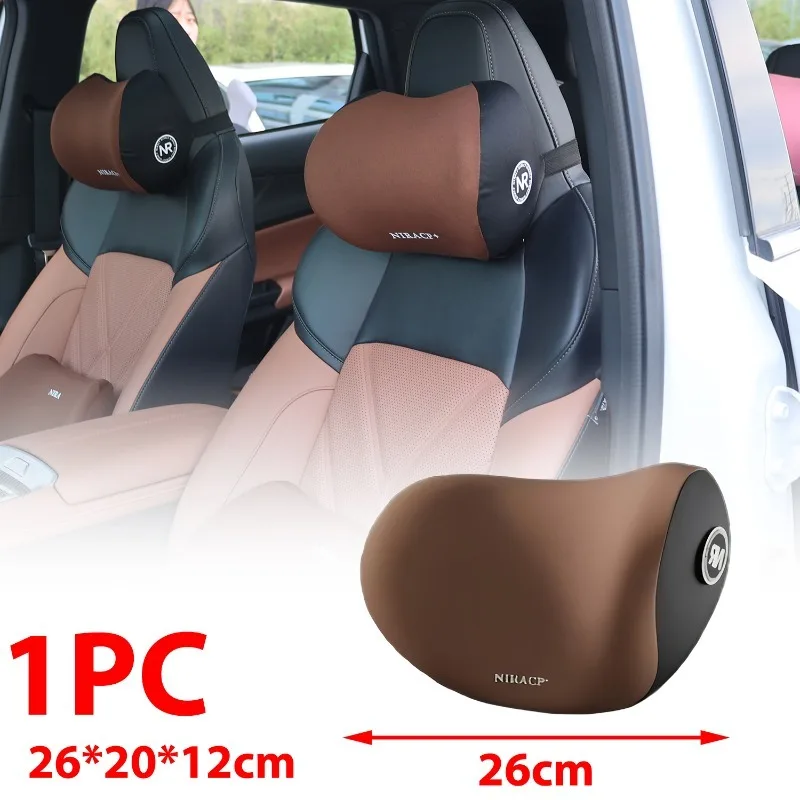 Juego de cojines de asiento de espuma viscoelástica para coche, reposacabezas y soporte de almohada Lumbar para comodidad de conducción, accesorios de cojín para el cuello trasero del coche: Naranja