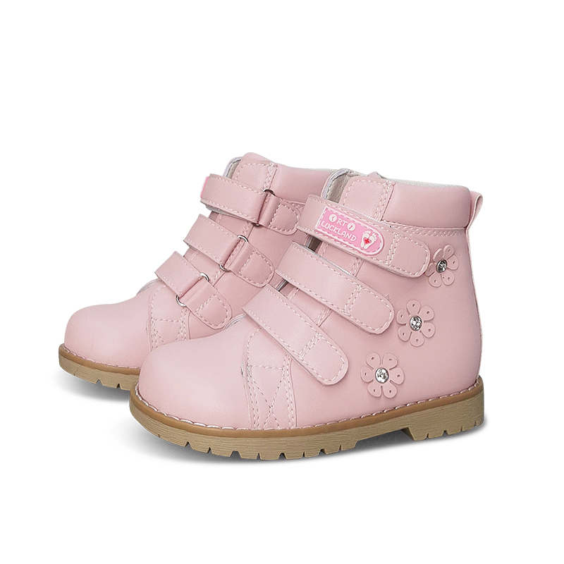 Kinderen Casual Schoenen Meisjes Roze Enkellaars Kids Orthopedische Sneakers Fancy Leuke Peuter Flatfoot Bloem Lederen Laarsjes