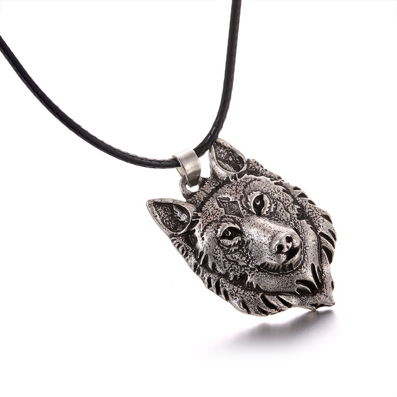 1Pc Kreative Tibetischen Silber Wolf Kopf Anhänger Halskette Männer Amulett Ebene Männer Coole Schmuck Ebene Charme