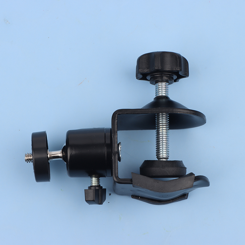 Morsetto in metallo con 360 ° Mini testa a sfera staffa a morsetto a sgancio rapido supporto per treppiede clip a vite 1/4 per fotocamera monitor microfono con luce flash