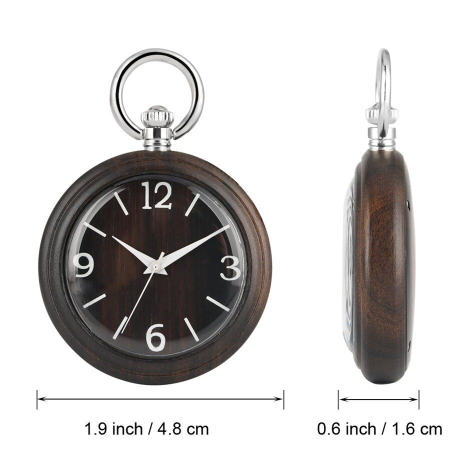 Witte Arabische Cijfers Analoge Weergave Quartz Retro Horloge Natuurlijke Houten Hanger Sieraden Pocket Klok Mannelijke