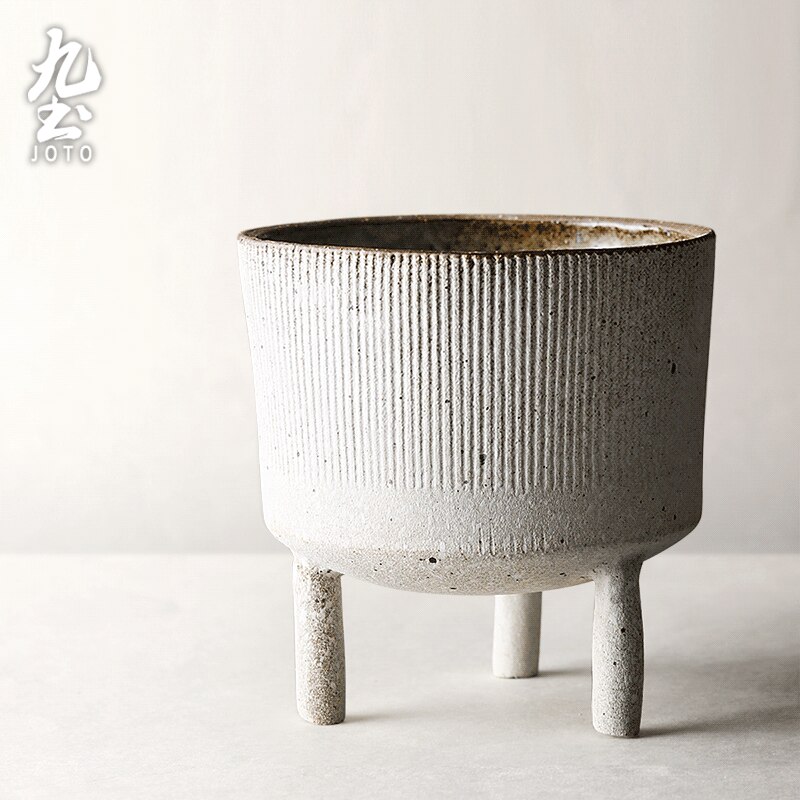 American industrial antique bronze metal flower pot planter: White Large Size