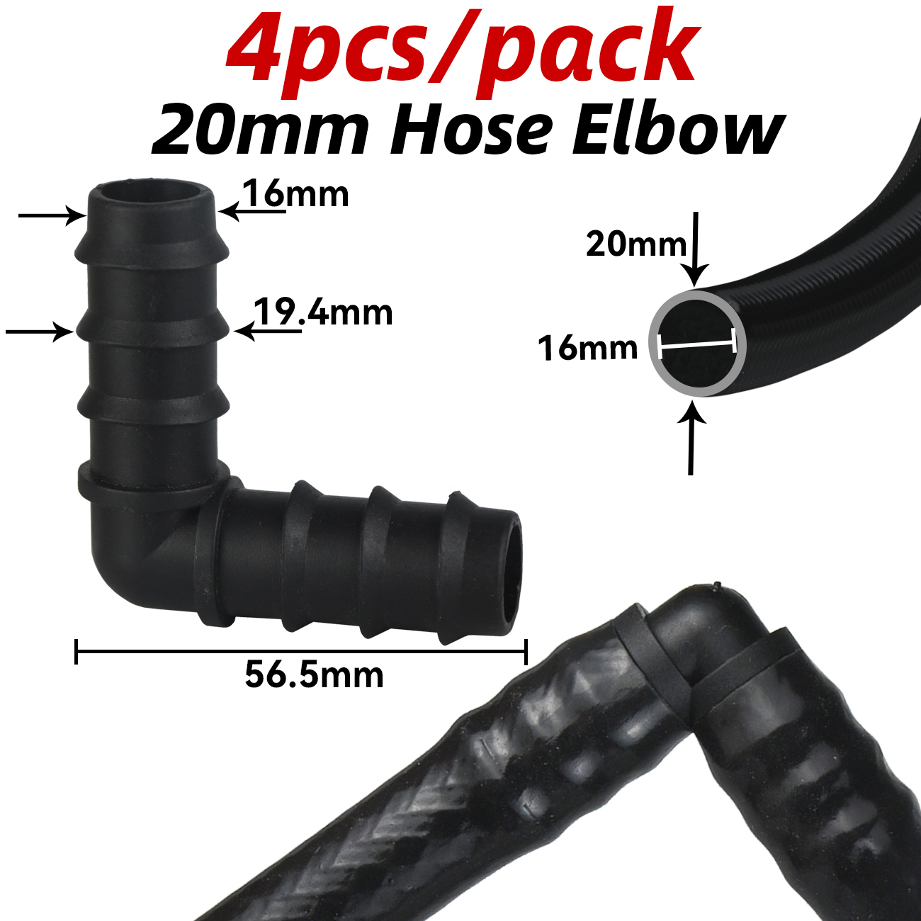 Barb Adapter Tee Elbow 16mm 20mm 25mm PE Hose To 1/2" 3/4" Male Female Thread Connector Garden Drip Irrigation Watering System: Dark Grey
