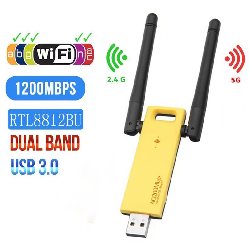 USB Antenna 5G Wifi Adapter 1200Mbps Dual Band Drive-Free USB Wifi Dongle Wireless Network Card For Desktop Laptop Windows MAC: 1200Mbps Model F