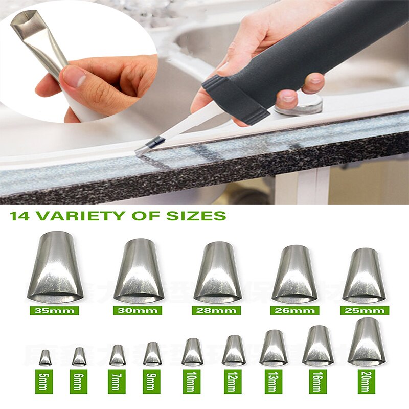 Applicateur de buse en Silicone parfait, scellant de finition de calfeutrage, Kits de finition de calfeutrage, outils de réparation de murs en verre étanches, 14 pièces