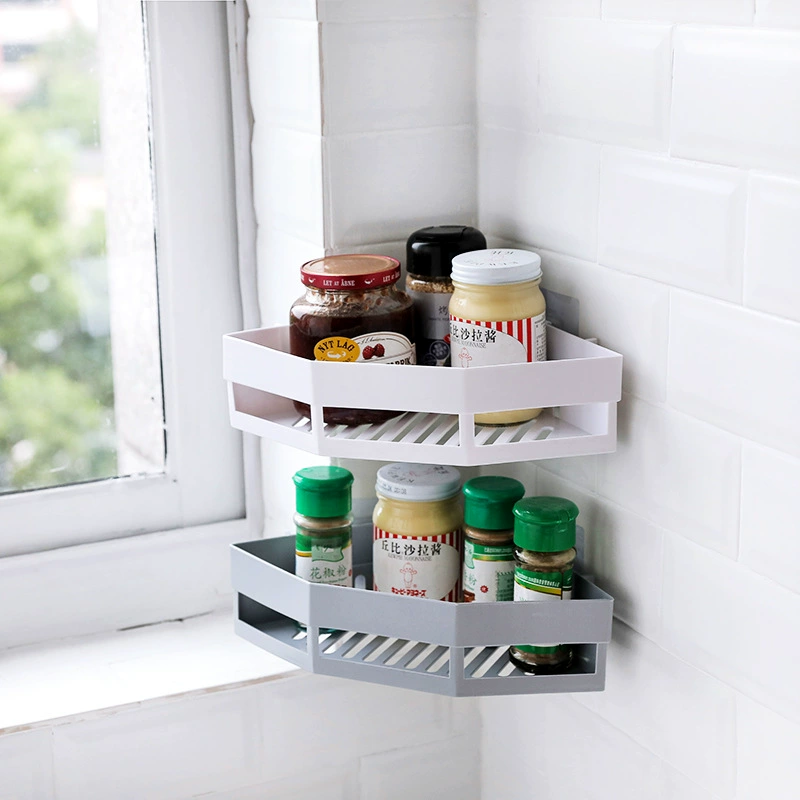Geen ponsen vereist Naadloos wandgemonteerd opbergrek Plastic opbergrek voor het organiseren van keuken Badkamer Wasrek Badkamer