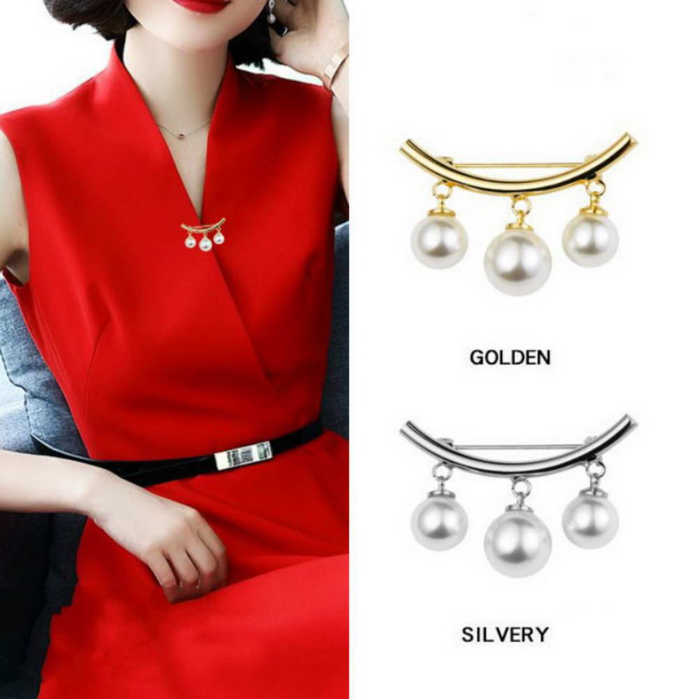 Womens Sweater Shawl Clips Faux Pearl Dresses Cardigan Collar Vintage Female Brooch Pins