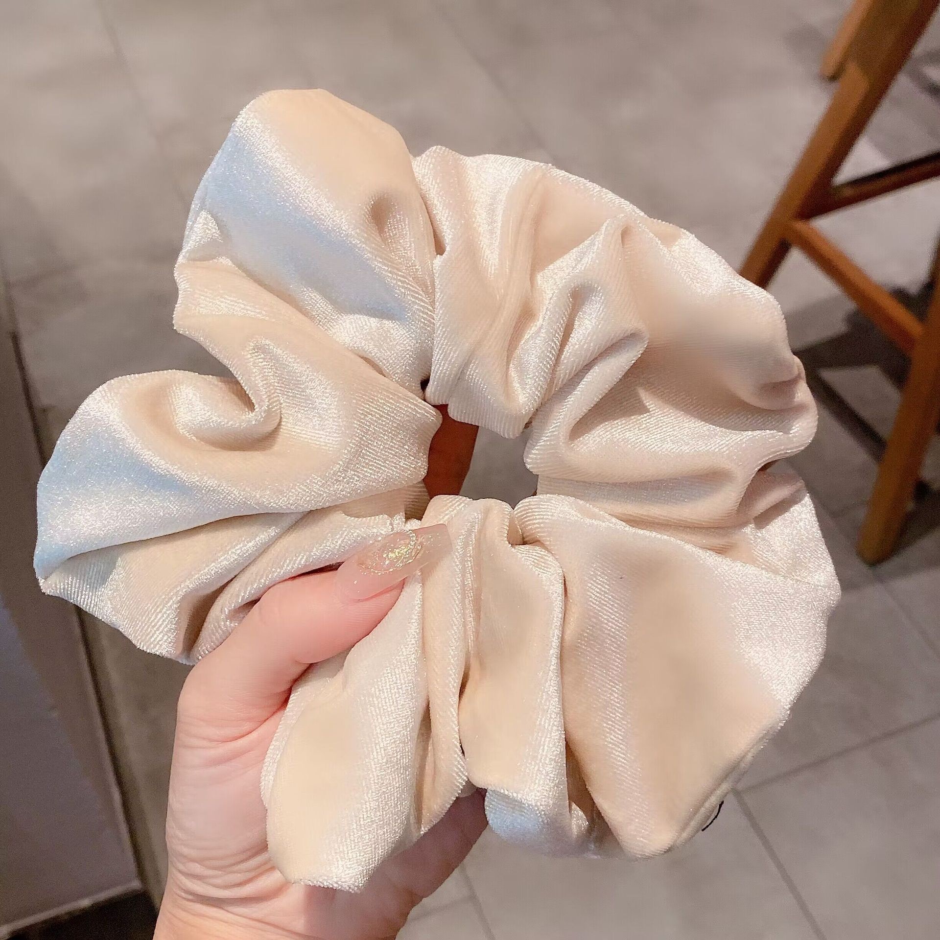 Coleteros de terciopelo negro de gran tamaño, lazos para el cabello para mujeres y niñas, bandas elásticas grandes de goma sólida para el cabello, cuerda, accesorios para el cabello de cola de caballo para invierno: Lavanda