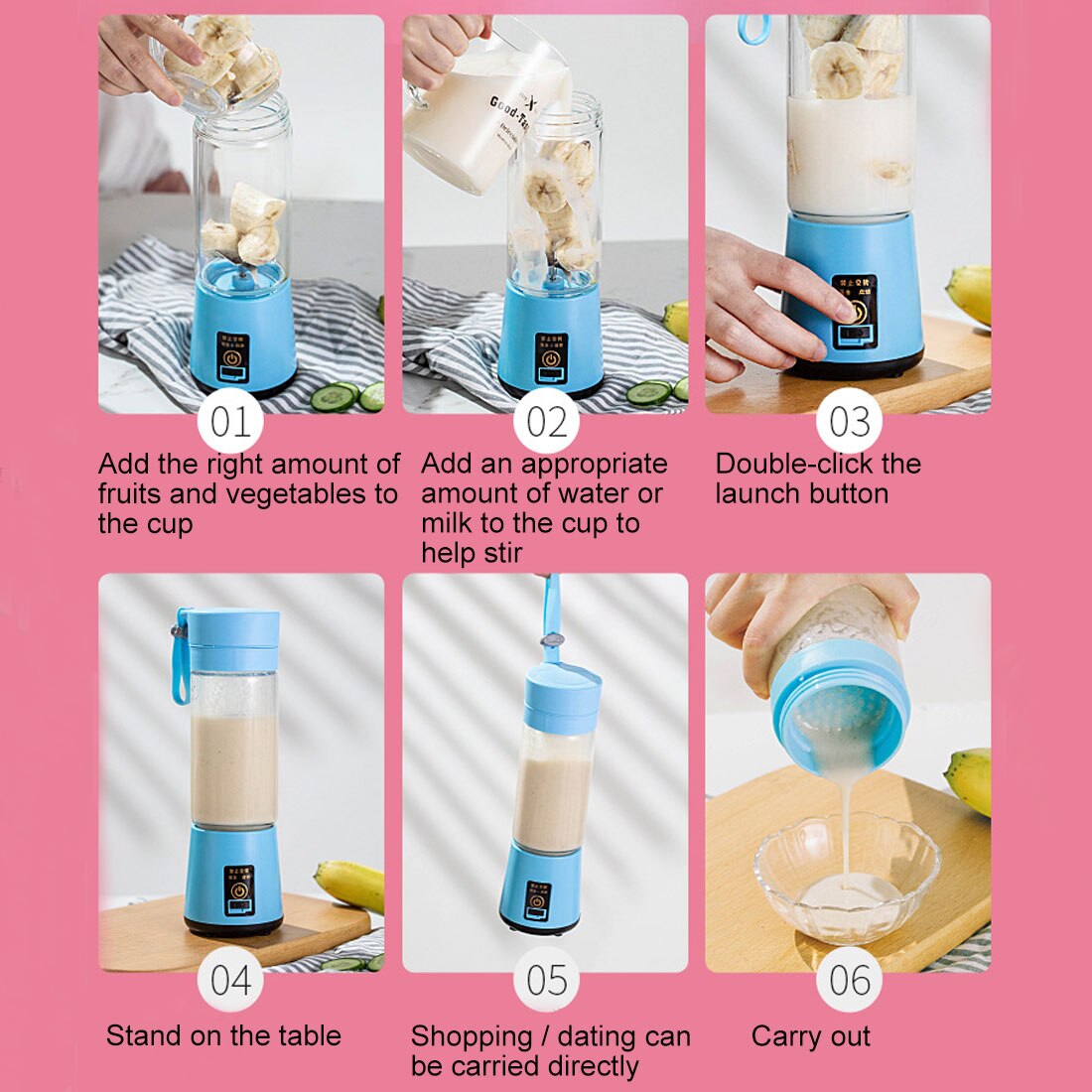 Portable blender usb mixer electric juicer machine smoothie blender mini food processor personal blender cup juice blenders