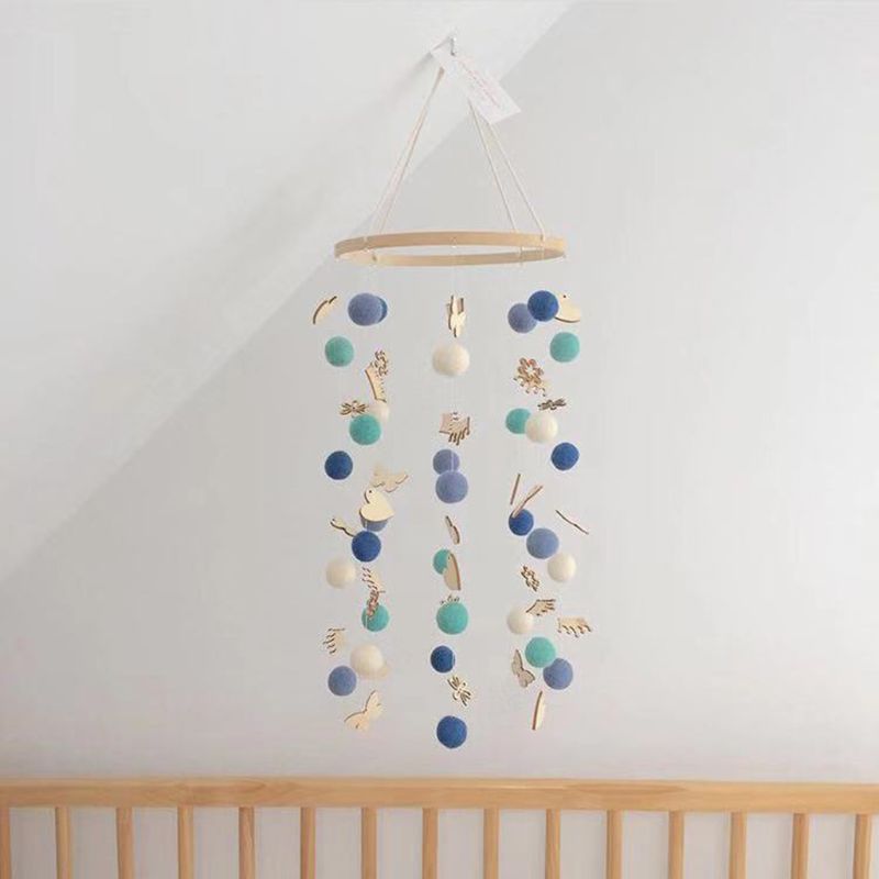 1 einstellen Regenbogen Haar Ball Baby Wolle Bälle Kind Zimmer Bett Hängen Dekor Pflege Windspiele Bett Glocke Heimat freundlicher zimmer Dekoration