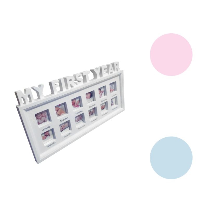 Gør-det-selv 0-12 måneders baby &quot;mit første år&quot; billeder souvenirs mindes børns voksende hukommelse display plast fotoramme