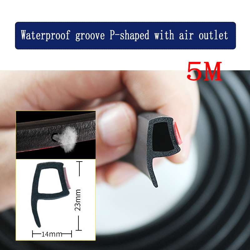 5M Grote/Kleine D Auto Afdichting Strip Auto Deur Frame Geluidsisolatie Rubber Strip Speciale Kleine Auto Vrachtwagen Waterdichte Deur Naad: Grijsachtig Bruin