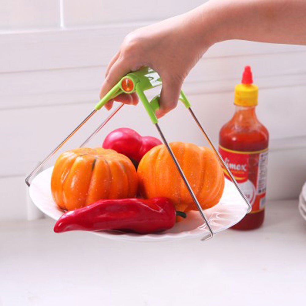 Bowl Plate Holder Dish Clamp Pot Lid Pan Stainless Steel Gripper Clip Collapsible Tongs Kitchen Tool Anti Heat Slip Gadgets