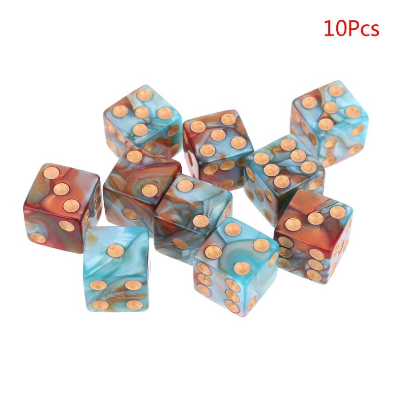 10pcs/set Number 16 Square Polyhedral Dices Bead Acrylic Digital Dice Desktop Table Game Props: 5