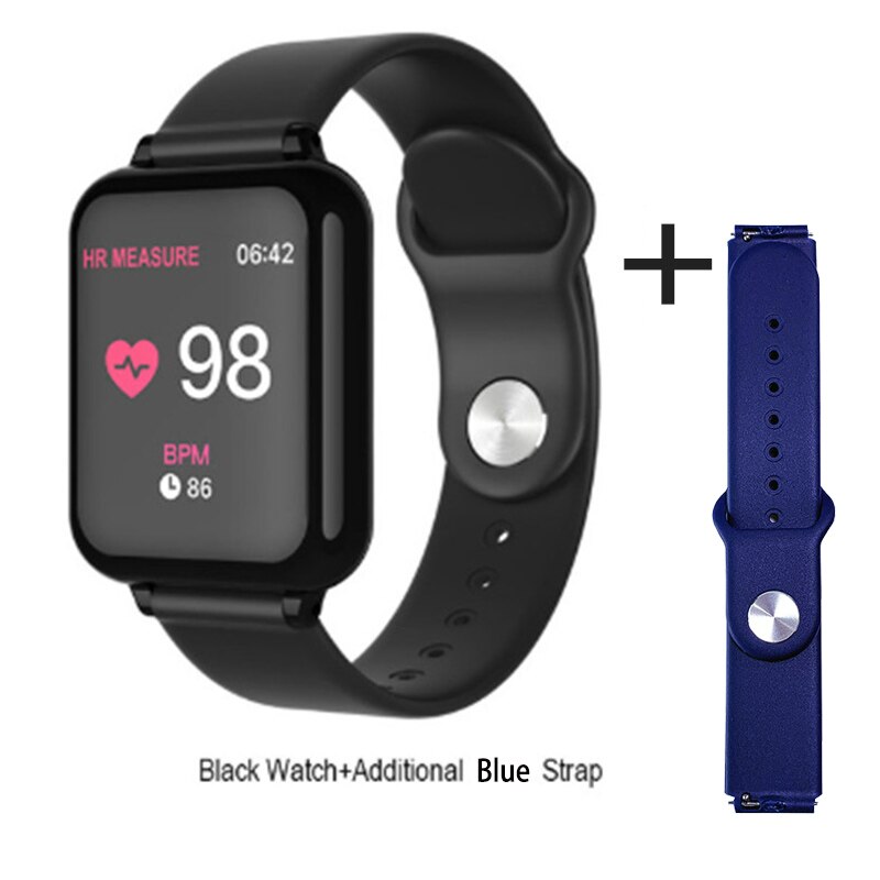 100% Original B57 Smart Bracelet Blood Pressure Fitness Tracker Waterproof IP67 Bluetooth Smart watch B57C Sport Band Wristwatch: Navy Blue