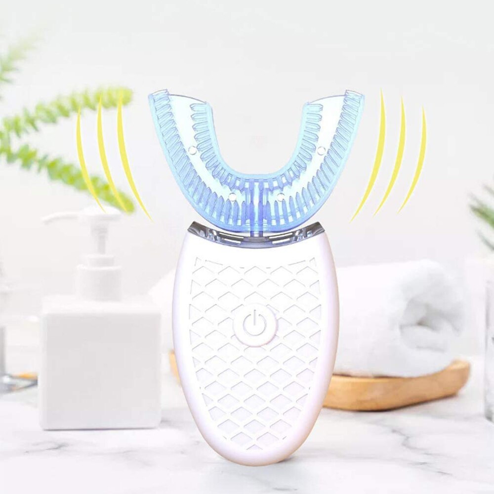 360 Graden Sonic Automatische Elektrische Tandenborstel Usb Oplaadbare Ultra Sonic Silicium Elektrische Tandenborstel 4 Modi Timer Blauw Licht