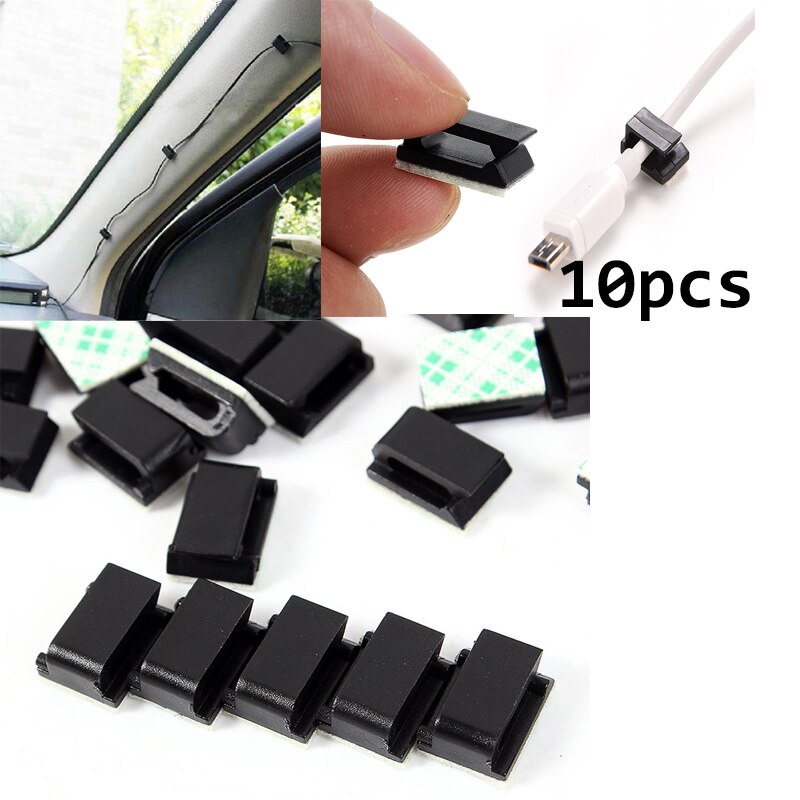 10 pièces/lot auto-adhésif voiture câble organisateur Clips câble enrouleur goutte ligne support gestion bureau fil cravate Fixer câble enrouleur