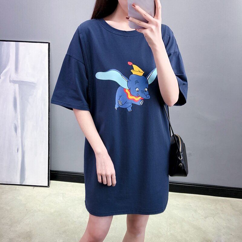Lille elefantprint overdimensioneret t-shirt barsel tøj bomulds top bluse graviditet kvinder tøj amningstøj 3771
