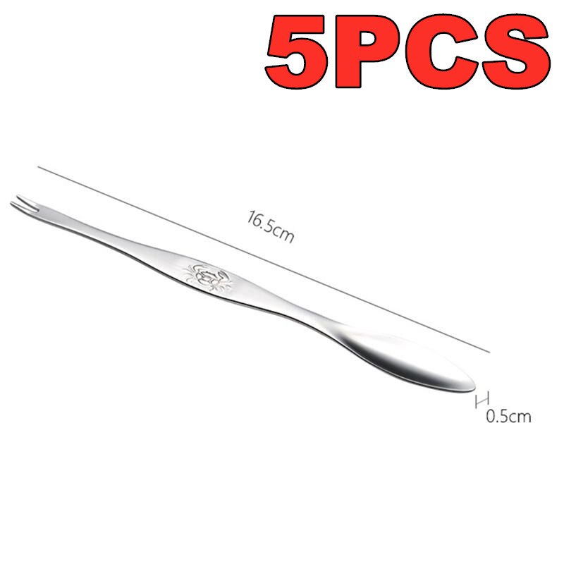 Aguja de acero inoxidable para mariscos, utensilio para mariscos, pinzas, tenedores, utensilios de cocina: 5pcs