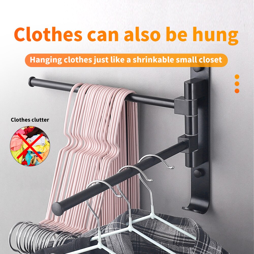 Toallero de baño con 3/barras 4/5 movibles, estante moderno Simple para accesorios de baño, color negro